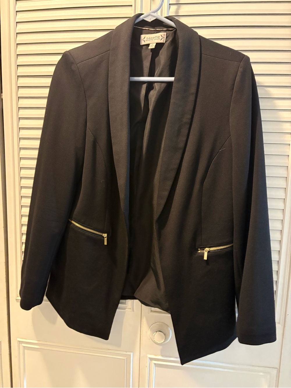 Nanette Lepore Black Blazer with Gold Zip Details